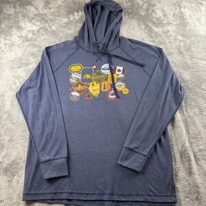 River Wear Canada Patch Graphic Hoodie Size XL Navy Blue Mens Gorpcore Souvenir